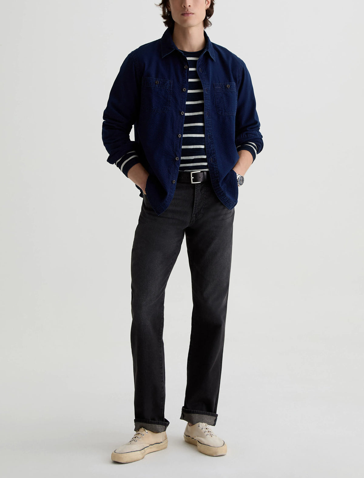 NAVY/NATURAL STRIPE